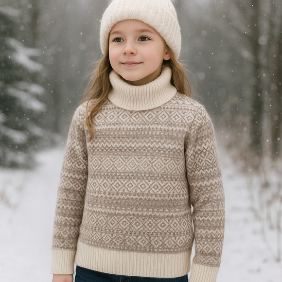 Lands' End Other - Lands’ End Girls 100% Cashmere Fair Isle Turtleneck Sweater – Size M (10–12)